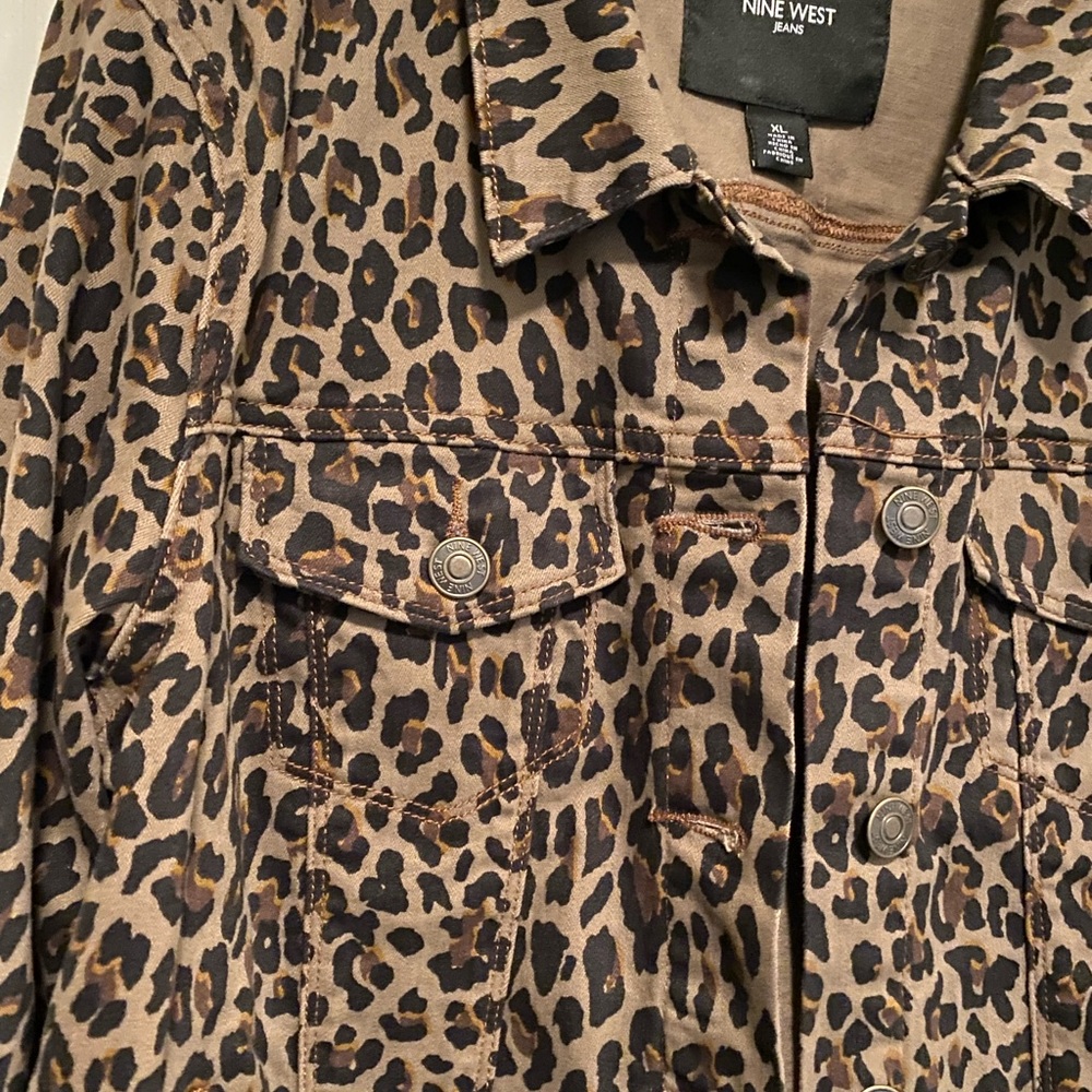 Nine West Jeans Jacket Leopard Print XL